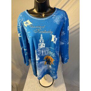 Womens UK WildCats University OF Kentucky Shirt Blouse Blue XL Rare P Michael